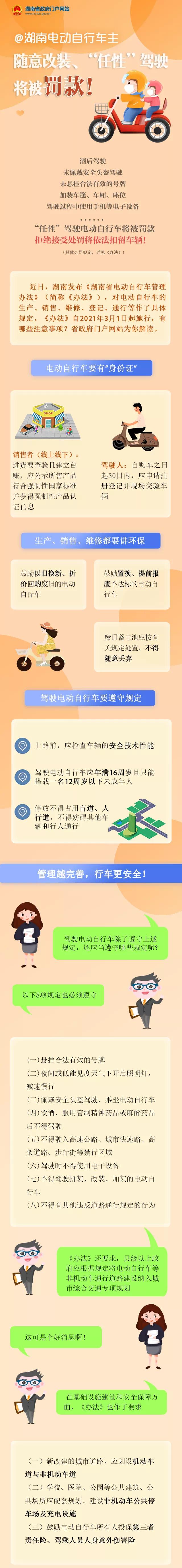 3月1日起正式施行！《湖南省电动自行车管理办法》全文来了！电动自行车管理办法》